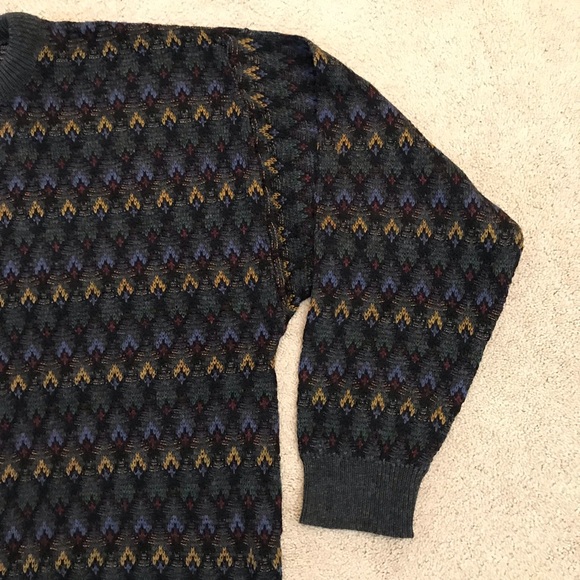 Jantzen Classics Crewneck Sweater Mens XL Charcoal Grey Multi Color Eclectic y2k - Picture 5 of 8